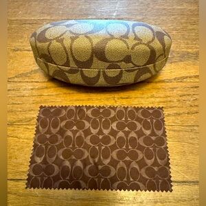 💗 Coach Signature C Brown Logo Sunglasses Case Eyeglass Monogram Clamshell 💗